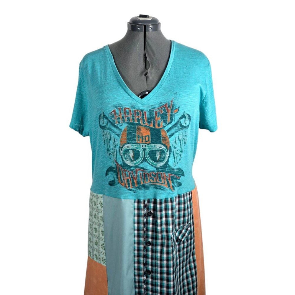 Upcycled Harley Davidson Patchwork Tee Dress 2x - image 8